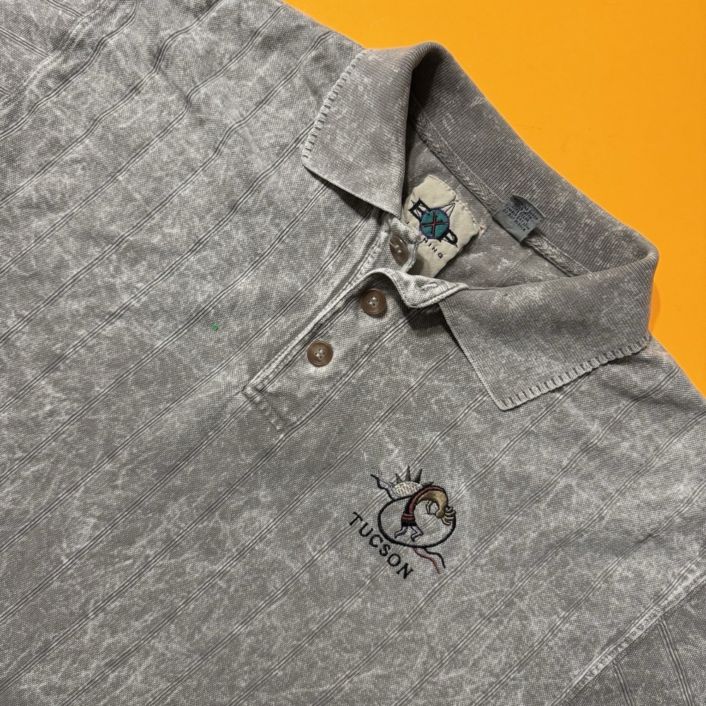 Vintage EXP Clothing P.S.I. Polo Shirt Men Tucson Gray Stone Washed Size Medium